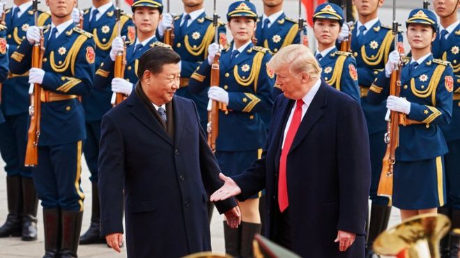 US President Donald Trump with his Chinese Counterpart Xi Jinping in a past event