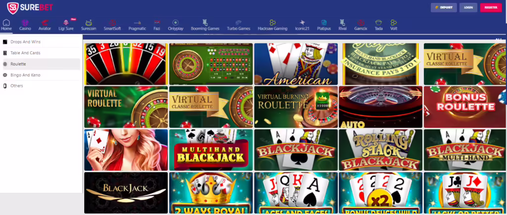 Surebet Kenya online casino games. Picture/Courtesy