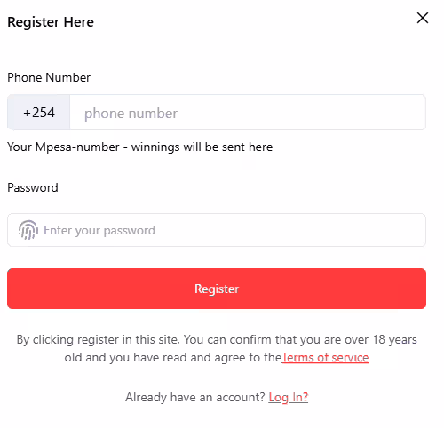 Wekabet Kenya registration form