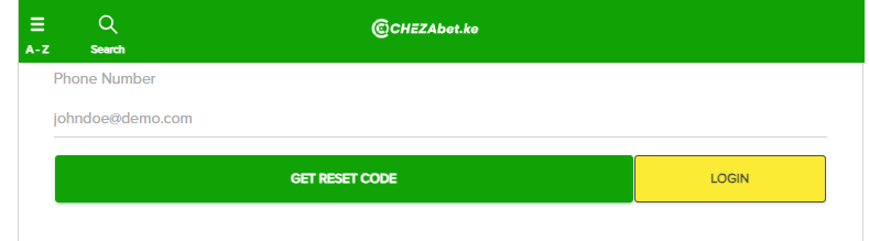 Chezabet Kenya Account & App Registration and Login. Chezabet Kenya password reset section
