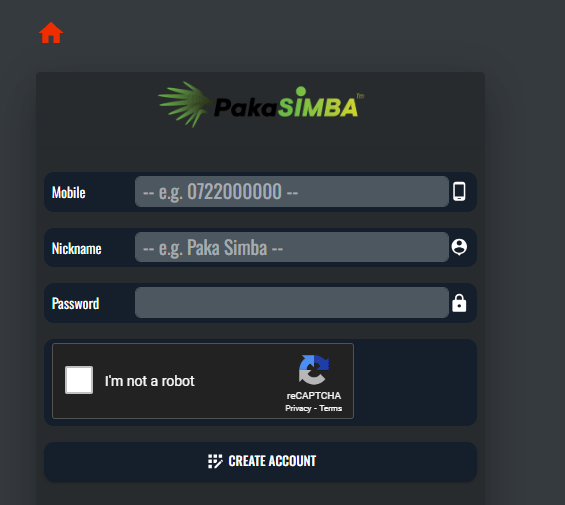 Paka Simba Kenya Account & App Registration and Login. Paka Simba Kenya registration section