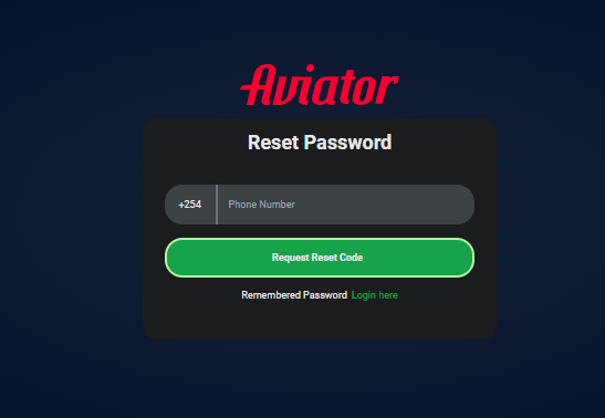 AviatorPesa Kenya Account & App Registration and Login. AviatorPesa Kenya password reset section