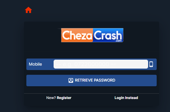 Cheza Crash Kenya Account & App Registration and Login. Cheza Crash Kenya password reset section