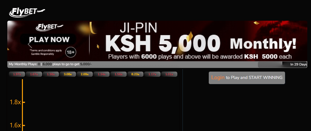 Flybet Kenya Account & App Registration and Login. Flybet Kenya has a monthly loyalty bonus where top players are awarded KES 5,000 monthly.
