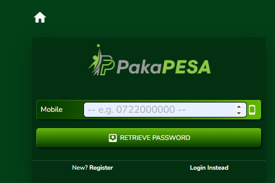 PakaPesa Kenya Account & App Registration and Login. PakaPesa Kenya password reset section