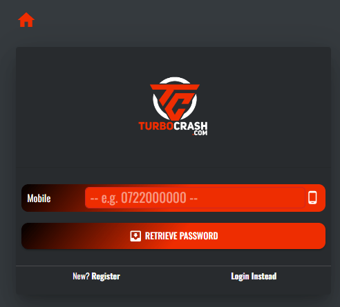 Turbo Crash Aviator Account & App Registration and Login. Turbo Crash Aviator password reset section