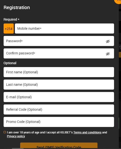 Kilibet Kenya Aviator Account & App Registration and Login. Kilibet Kenya Aviator registration section