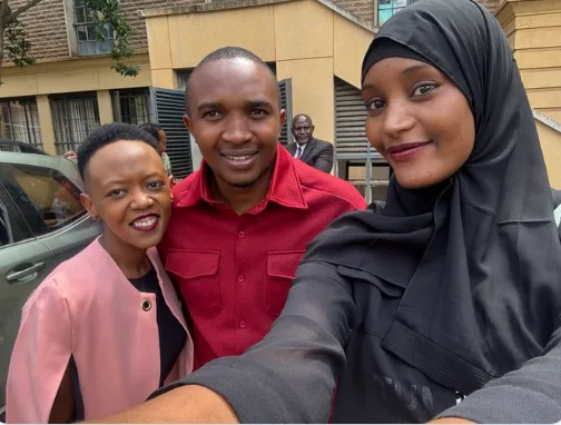 Kenyans Back on the Streets Following Activist Morara Kebaso's Arrest. Morara with fellow activist Hanifa Adan at Milimani Law Courts in Nairobi. Picture/Courtesy