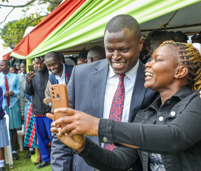 MP Ndindi Nyoro's Absence During Gachagua's Impeachment Hearing Raises Eyebrows. MP Ndindi Nyoro poses for a selfie with his supporter. Picture/X