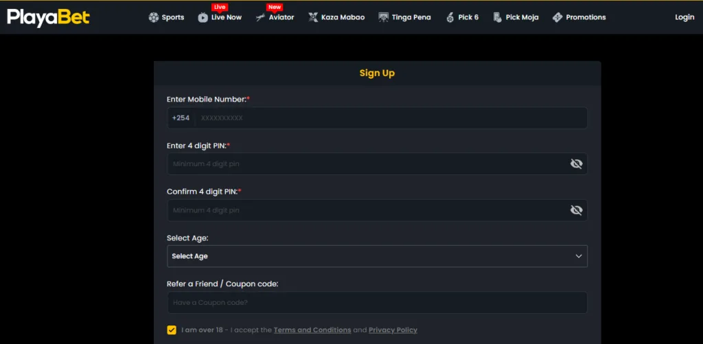 Playabet Aviator Account & App Registration and Login. Playabet Aviator registration section