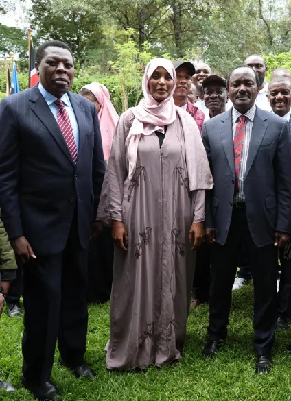 Hanifa pictured with opposition politicians Kalonzo Musyoka and Eugine Wamalwa. Picture/X